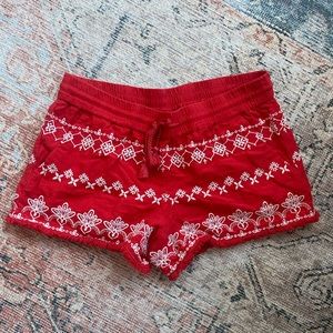 LOFT Orange-Red Patterned Shorts
